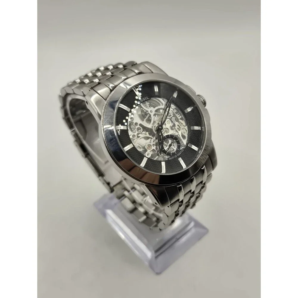 Fossil ME1027 AUT-O-MATIC Self-Winding Skeleton Stainless Steel Watch. 7.25